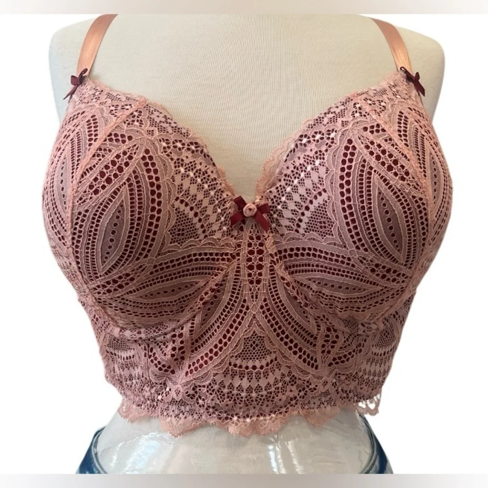 Cacique Women's Blush Lace Longline Boost Balconette Bra